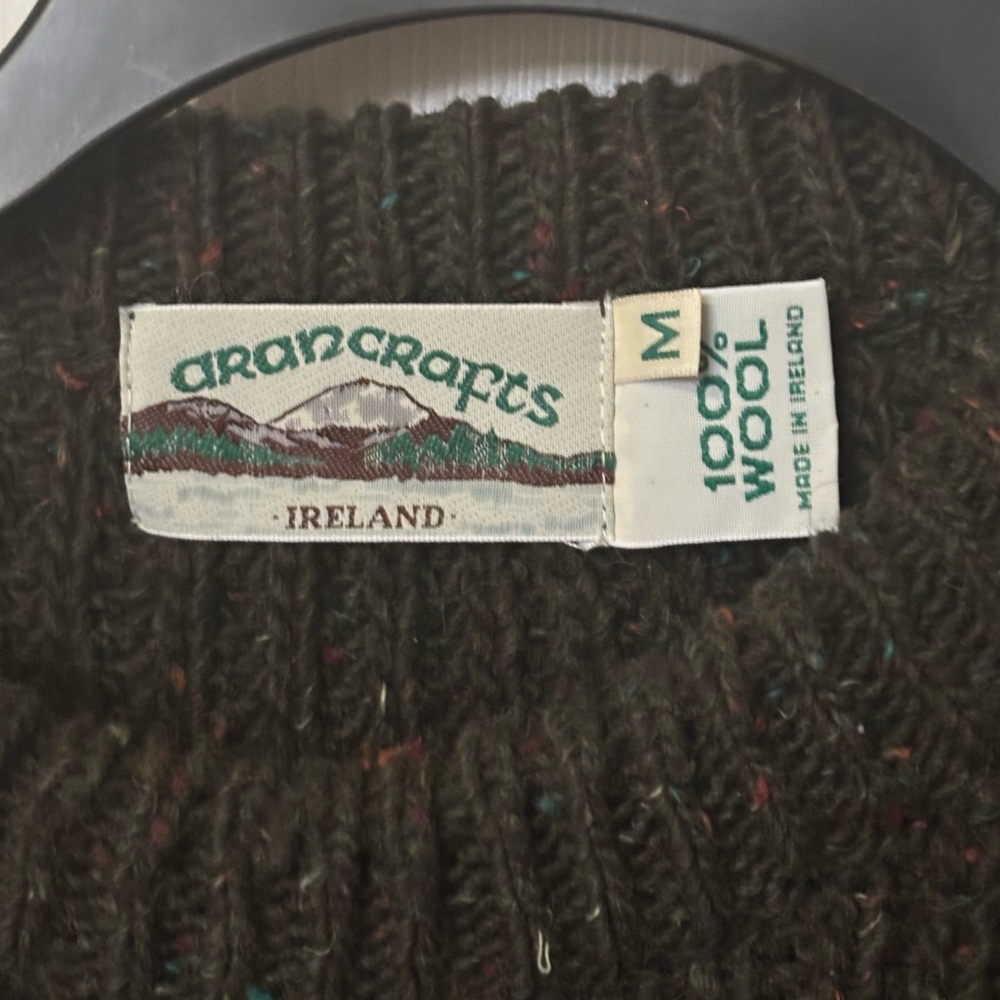 Aran Crafts Dark Green Irish Wool Sweater - Picture 2 of 3